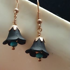 Copper and Turquoise Flower Earrings